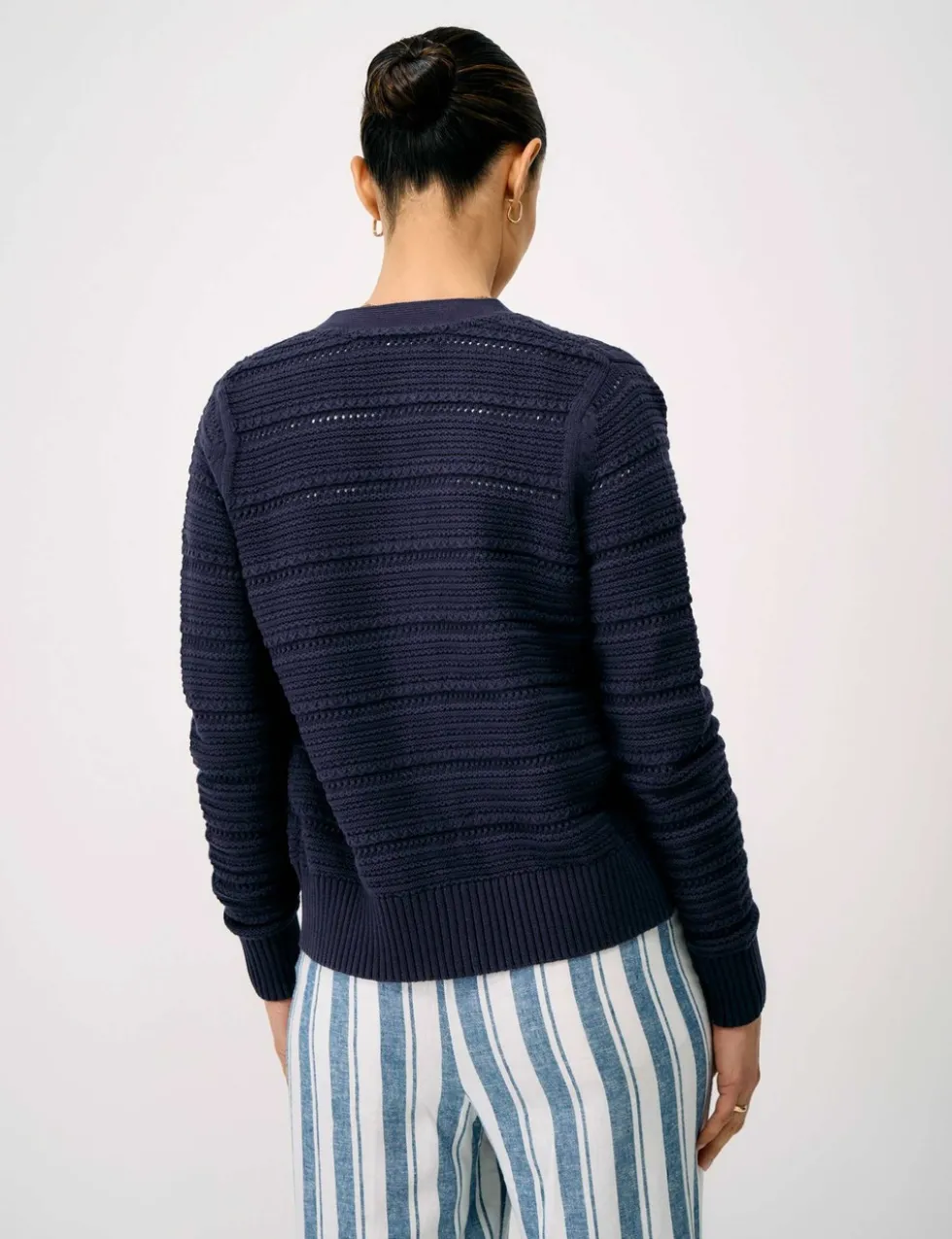 Pure Cotton Textured V-Neck Cardigan