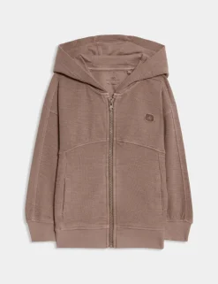 Pure Cotton Textured Zip Hoodie (2-8 Yrs)