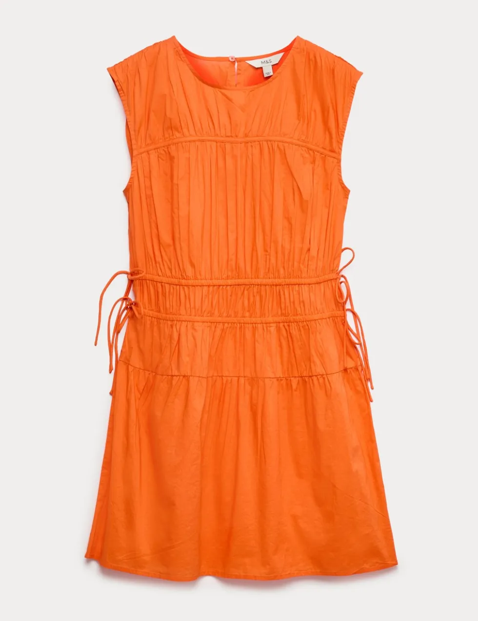 Pure Cotton Tie Detail Mini Waisted Dress