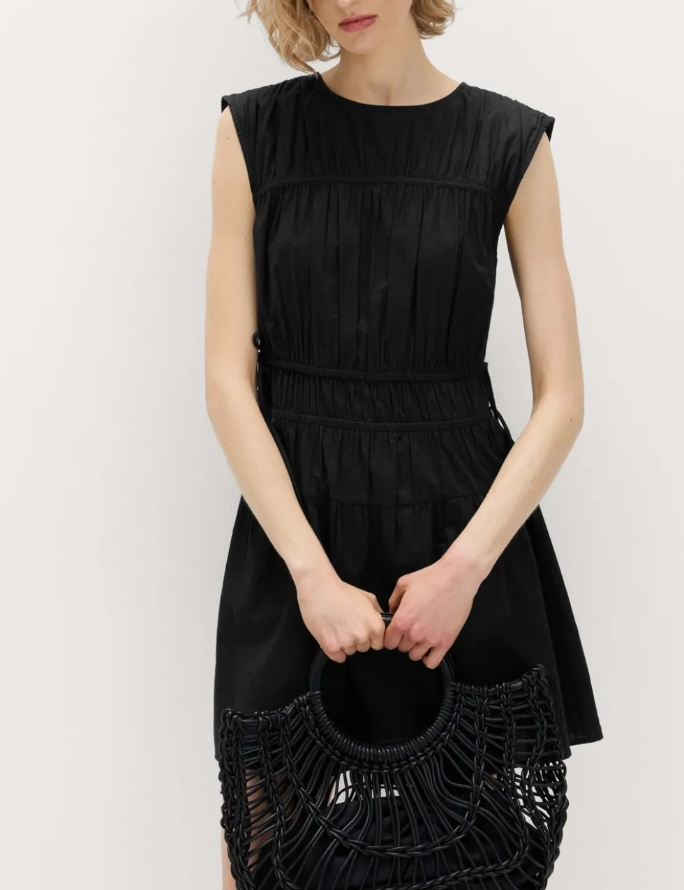 Pure Cotton Tie Detail Mini Waisted Dress