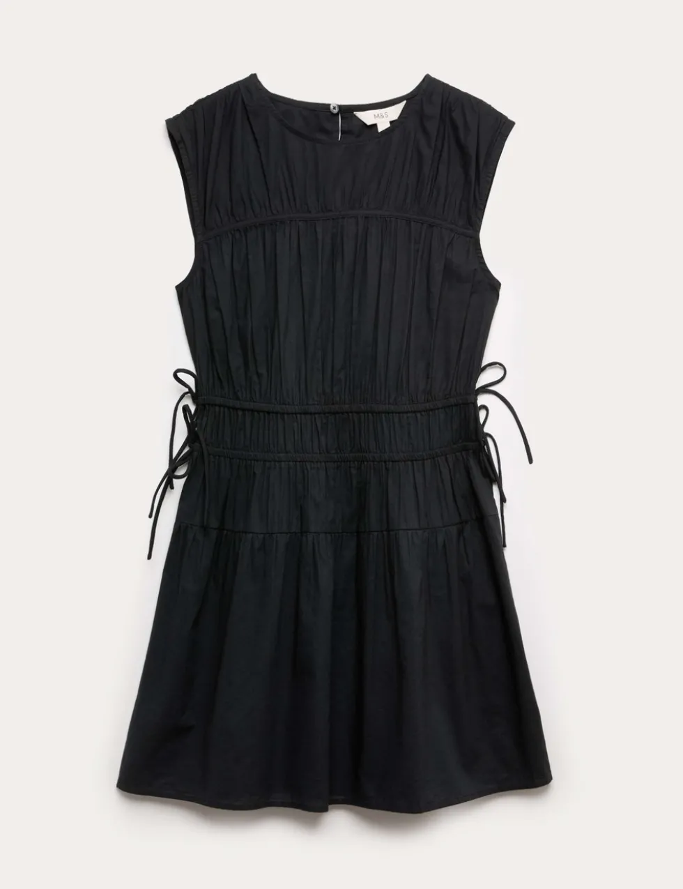 Pure Cotton Tie Detail Mini Waisted Dress