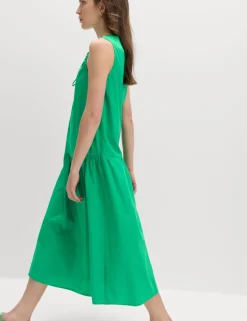 Pure Cotton Tie Detail Midi Tiered Dress