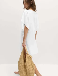 Pure Cotton Tie Detail Mini Kaftan Dress