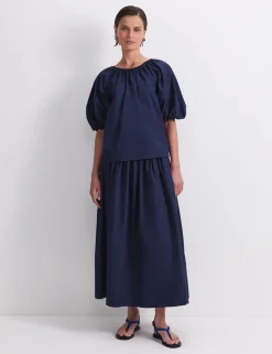 Pure Cotton Tie Neck Blouse