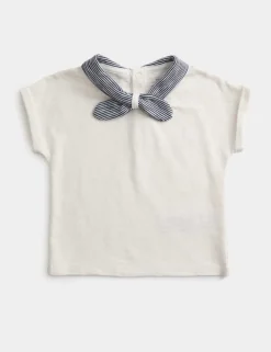 Pure Cotton Tie Neck T-Shirt (0 Mths-3 Yrs)