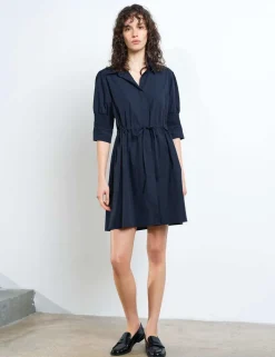Pure Cotton Tie Waist Mini Shirt Dress