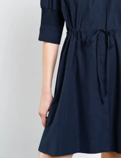 Pure Cotton Tie Waist Mini Shirt Dress