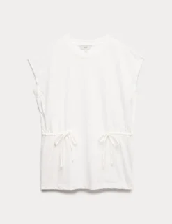 Pure Cotton Tie Waist Oversized T-Shirt