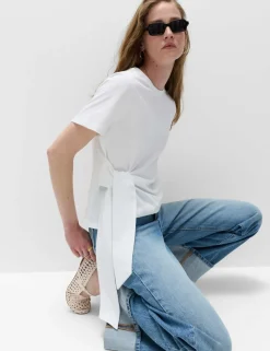 Pure Cotton Tie Waist T-Shirt
