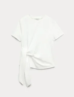 Pure Cotton Tie Waist T-Shirt