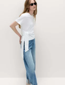 Pure Cotton Tie Waist T-Shirt
