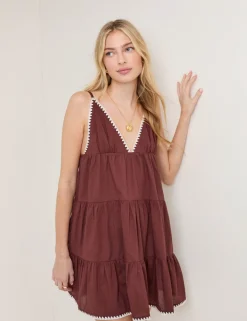 Pure Cotton Tiered Mini Smock Beach Dress