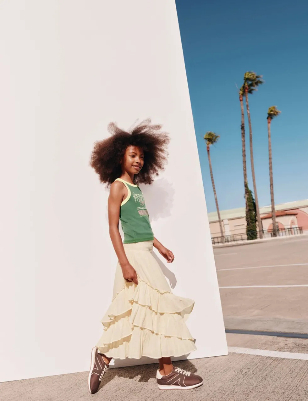 Pure Cotton Tiered Ruffle Maxi Skirt (6-16 Yrs)