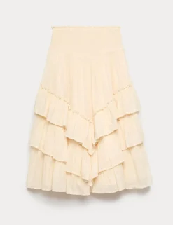 Pure Cotton Tiered Ruffle Maxi Skirt (6-16 Yrs)