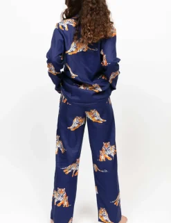 Pure Cotton Tiger Print Revere Collar Pyjamas (2-13 Yrs)