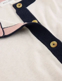 Pure Cotton Tipped Button Front Cardigan