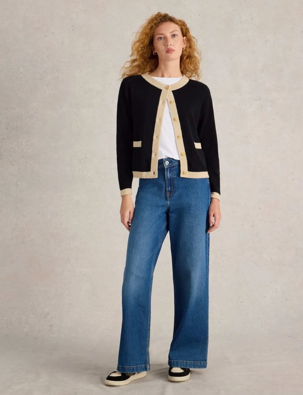 Pure Cotton Tipped Detail Cardigan
