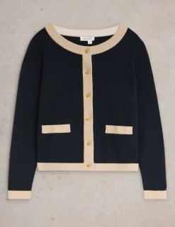 Pure Cotton Tipped Detail Cardigan