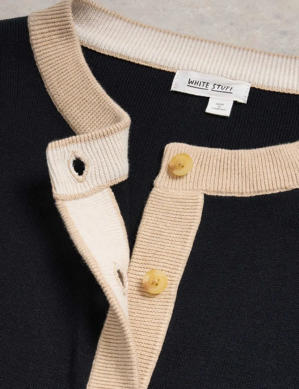 Pure Cotton Tipped Detail Cardigan