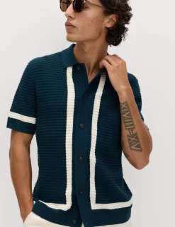 Pure Cotton Tipped Knitted Polo Shirt