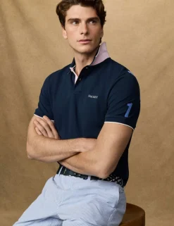 Pure Cotton Tipped Striped Polo Shirt