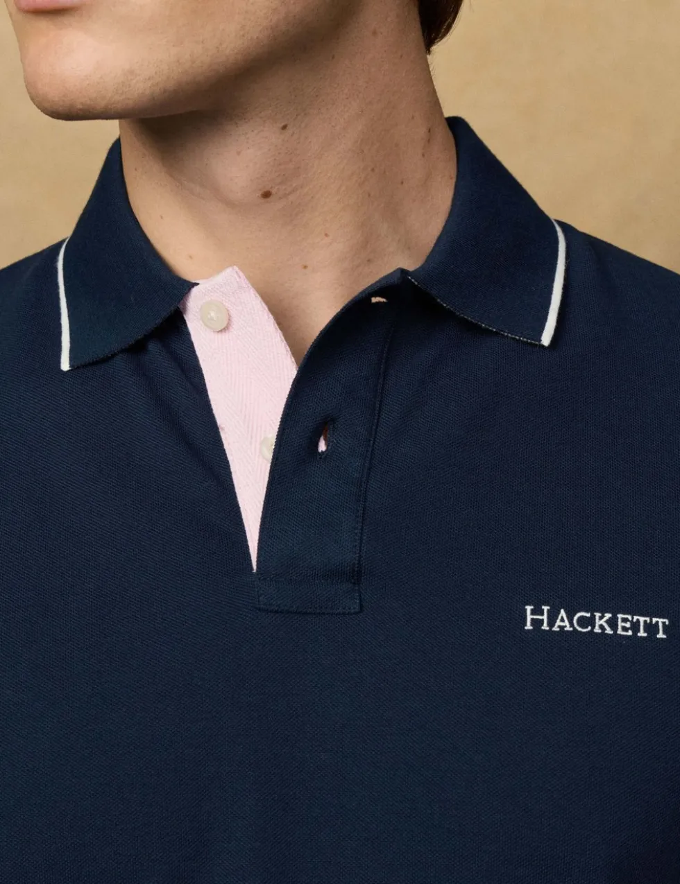 Pure Cotton Tipped Striped Polo Shirt