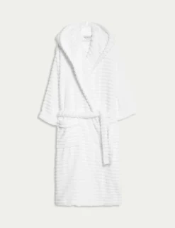 Pure Cotton Towelling Ribbed Dressing Gown