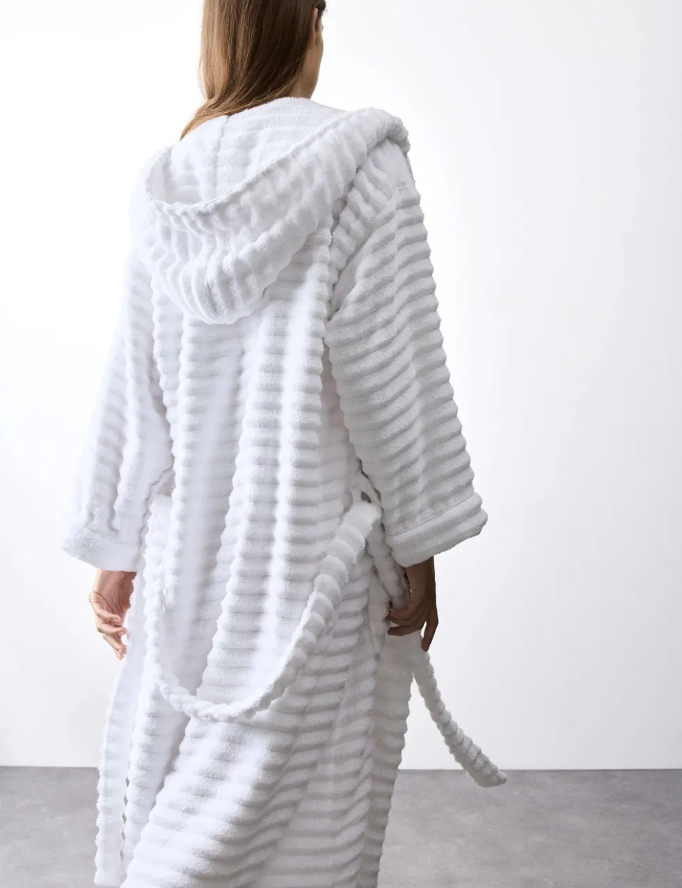 Pure Cotton Towelling Ribbed Dressing Gown