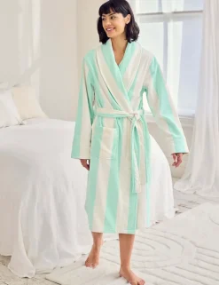 Pure Cotton Towelling Stripe Dressing Gown