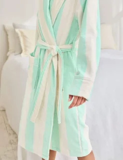 Pure Cotton Towelling Stripe Dressing Gown