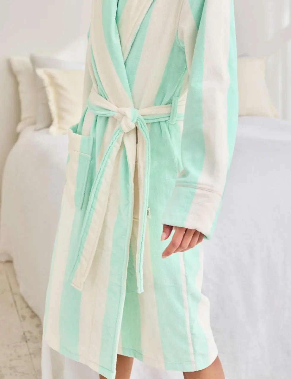 Pure Cotton Towelling Stripe Dressing Gown