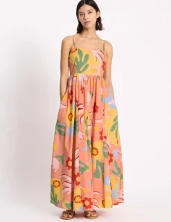 Pure Cotton Tropical Print Strappy Beach Dress