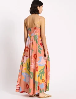 Pure Cotton Tropical Print Strappy Beach Dress