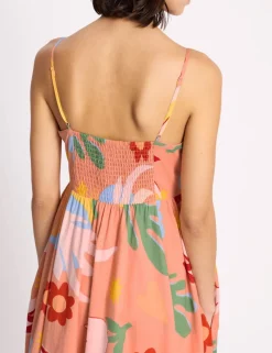 Pure Cotton Tropical Print Strappy Beach Dress