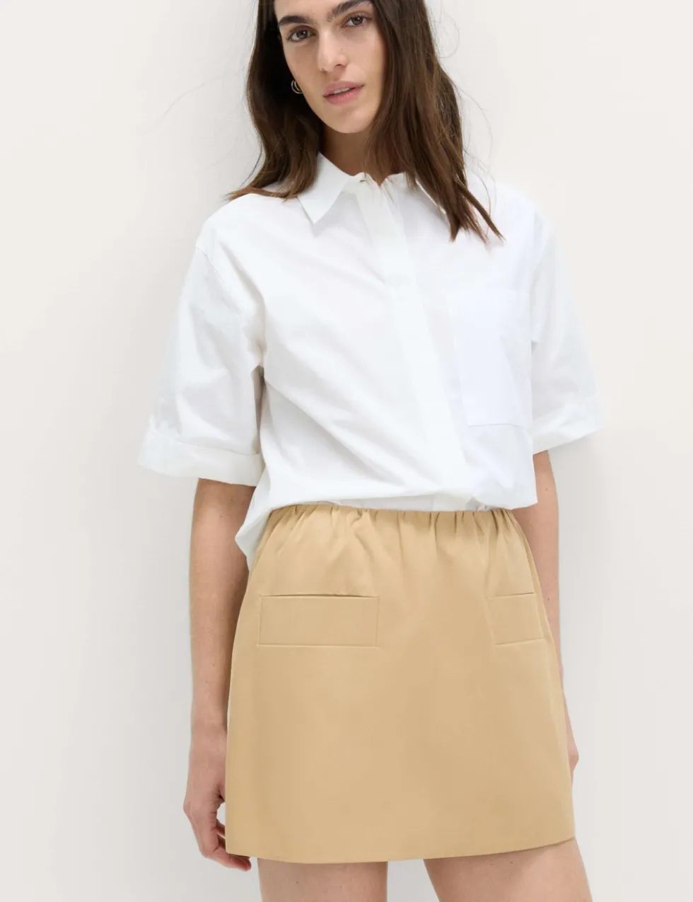Pure Cotton Twill Mini A-Line Skirt