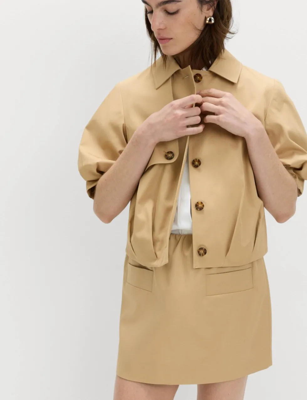 Pure Cotton Twill Mini A-Line Skirt