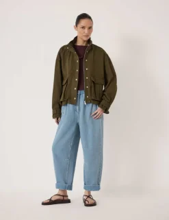 Pure Cotton Twill Relaxed Utility Jacket