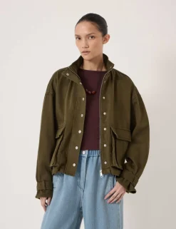 Pure Cotton Twill Relaxed Utility Jacket