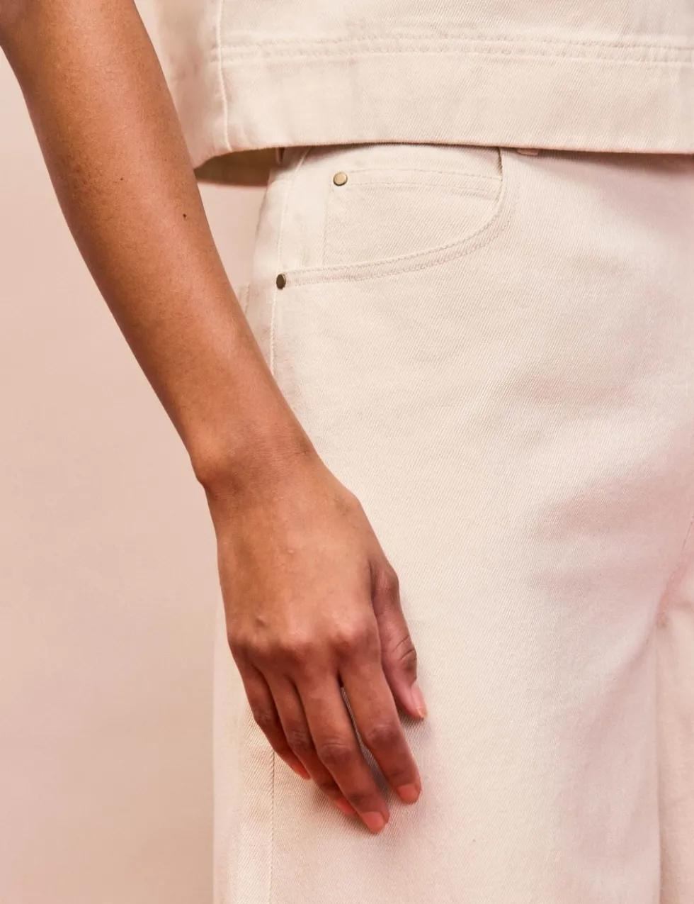 Pure Cotton Twill Wide Leg Jeans