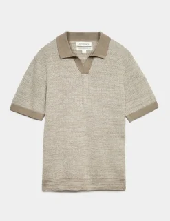 Pure Cotton Twisted Stitch Knitted Polo