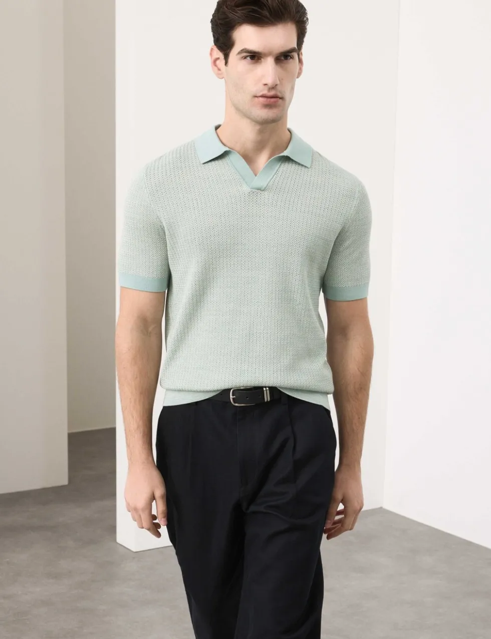 Pure Cotton Twisted Stitch Knitted Polo