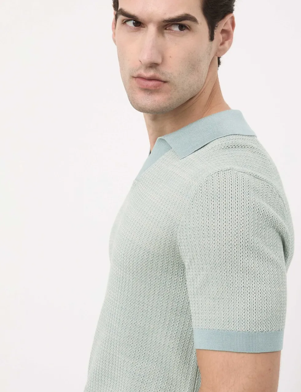 Pure Cotton Twisted Stitch Knitted Polo