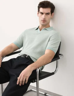 Pure Cotton Twisted Stitch Knitted Polo