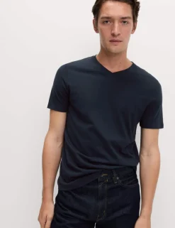 Pure Cotton V Neck T-Shirt