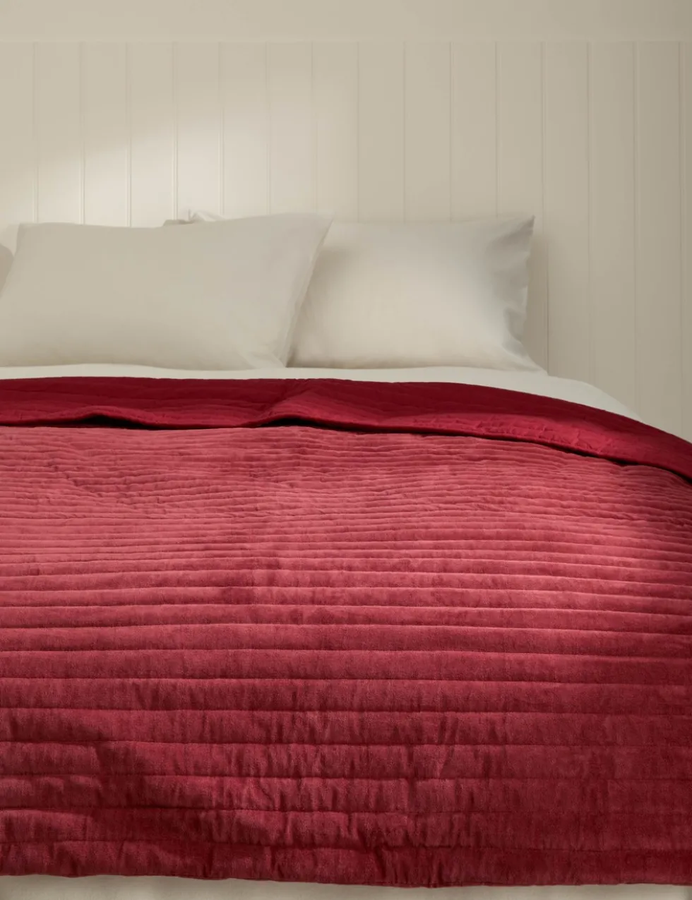 Pure Cotton Velvet Narrow Stripe Bedspread