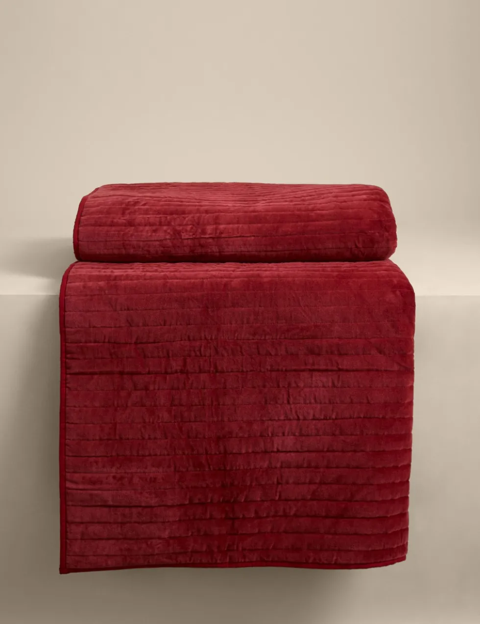 Pure Cotton Velvet Narrow Stripe Bedspread
