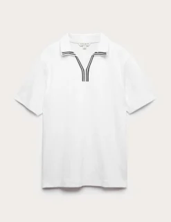 Pure Cotton Vertical Pointelle Polo Shirt