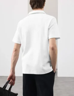 Pure Cotton Vertical Pointelle Polo Shirt