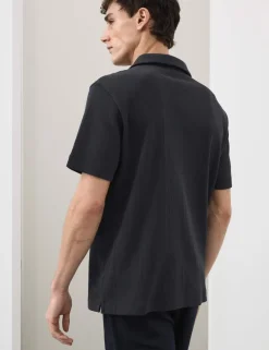 Pure Cotton Vertical Pointelle Polo Shirt