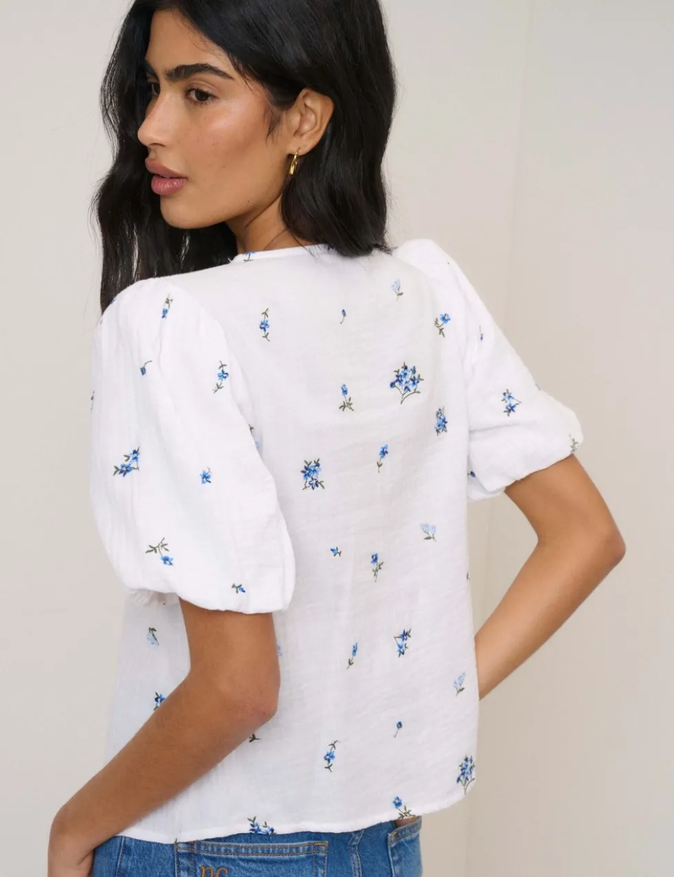 Pure Cotton V-Neck Blouse